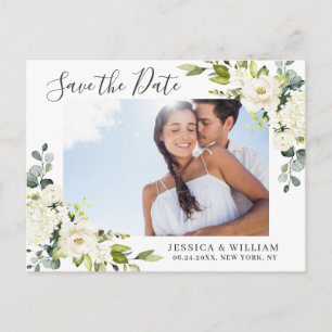 Carte Postale Elégant Eucalyptus PHOTO Mariage Enregistrer la da