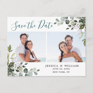 Carte Postale Elégant Eucalyptus PHOTO Mariage Enregistrer la da