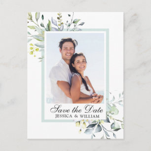 Carte Postale Elégant Eucalyptus PHOTO Mariage Enregistrer la da