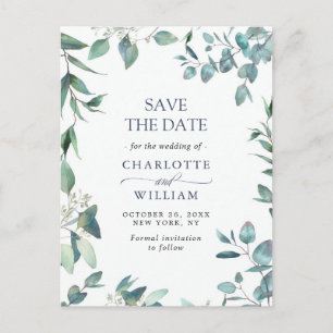 Carte Postale Elégant Eucalyptus Verdure Mariage Enregistrer la