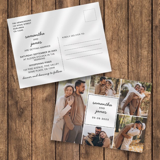 Carte Postale Élégant Faire-part de mariage 5 photos (Créateur téléchargé)