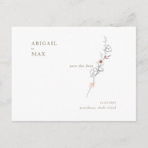 Carte Postale Élégant Faire-part de mariage avec accent floral