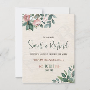 Carte Postale Élégant Faire-part de mariage de monogramme flou