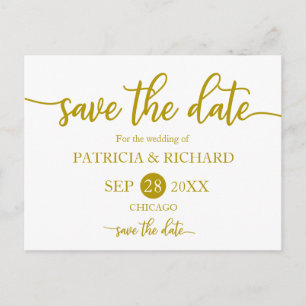 Carte Postale Élégant Faire-Part de Mariage en Calligraphie Doré