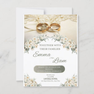 Carte Postale Elégant Faire-part de mariage Floral - Emma & Liam
