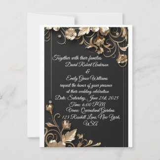 Carte Postale Elégant Faire-part de mariage Gold Frame