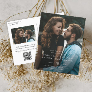 Carte Postale Élégant Faire-Part de Mariage Simple avec Photo