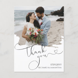 Carte Postale Élégant Faire-Part de Remerciement de Mariage Phot