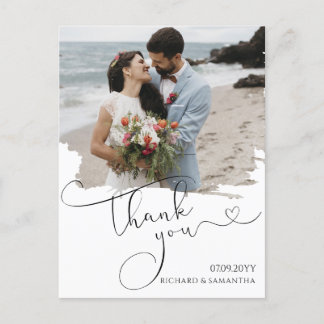 Carte Postale Élégant Faire-Part de Remerciement de Mariage Phot