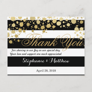Carte Postale Elégant Faux Gold Splatz et Stripes