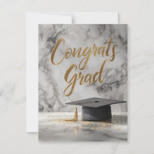 Carte Postale Élégant "Félicitations diplômé" avec chapeau de di