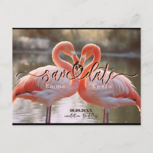 Carte Postale Elegant Flamant rose Love Save the Date Modèle