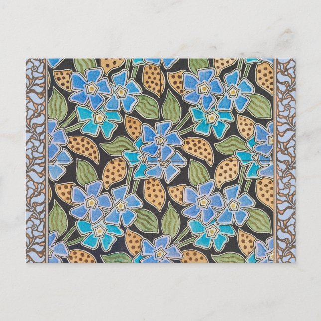 Carte Postale Élégant Fleur Bleu Périwinkle Floral Classic (Devant)