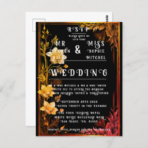 Carte Postale Élégant floral noir et or