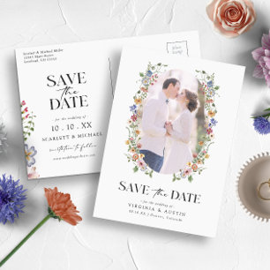 Carte Postale Élégant floral pour annoncer la date de votre mari