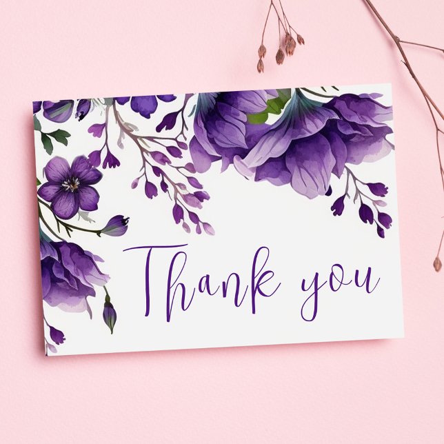 Carte Postale Élégant Floral Purple Chic Boho Mariage Merci (Créateur téléchargé)