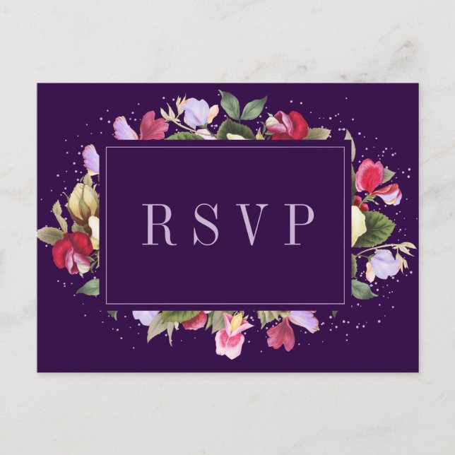 Carte Postale Elégant Floral Purple Rose Lilac Mariage RSVP (Devant)