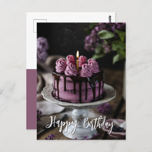 Carte Postale Elégant gâteau Lilac voeux d'anniversaire