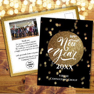 Carte Postale Elegant Gold Confetti Festive Bokeh Business Photo