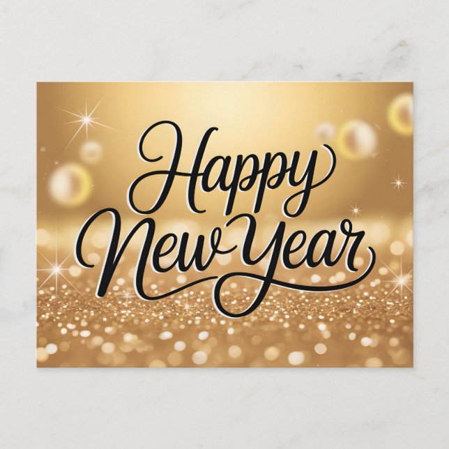 Carte Postale Elegant Gold Glitter Sparkle Happy New Year (Devant)