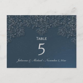 Carte Postale Elégant gris marine floral tourbillons mariage car