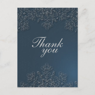 Carte Postale Elégant gris marine tourbillons floraux mariages m