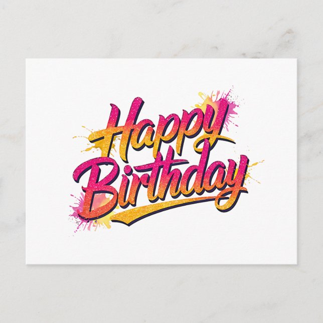 Carte Postale Elegant Happy Birthday Invitation (Devant)