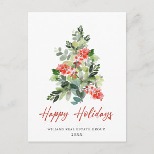 Carte Postale Élégant Holly Tree Noël Accueil d'entreprise