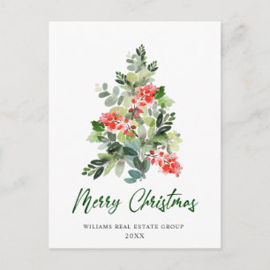 Carte Postale Élégant Holly Tree Noël Accueil d'entreprise
