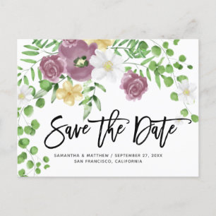 Carte Postale Elégant Jardin Floral Printemps Mariage Enregistre