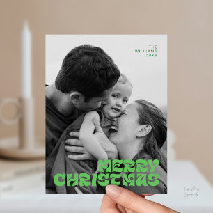 Carte Postale Élégant, Joyeux Noël Famille Photo Chic