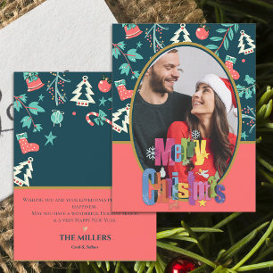 Carte Postale Élégant Joyeux Noël vert foncé