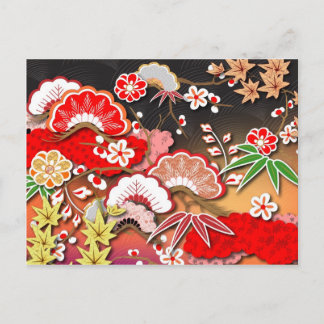Carte Postale Élégant kimono japonais d'automne
