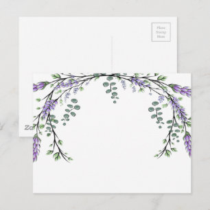 Carte Postale Élégant lavande et eucalyptus aquarelle