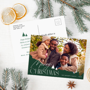 Carte Postale Elégant lettrage moderne photo Noël vacances