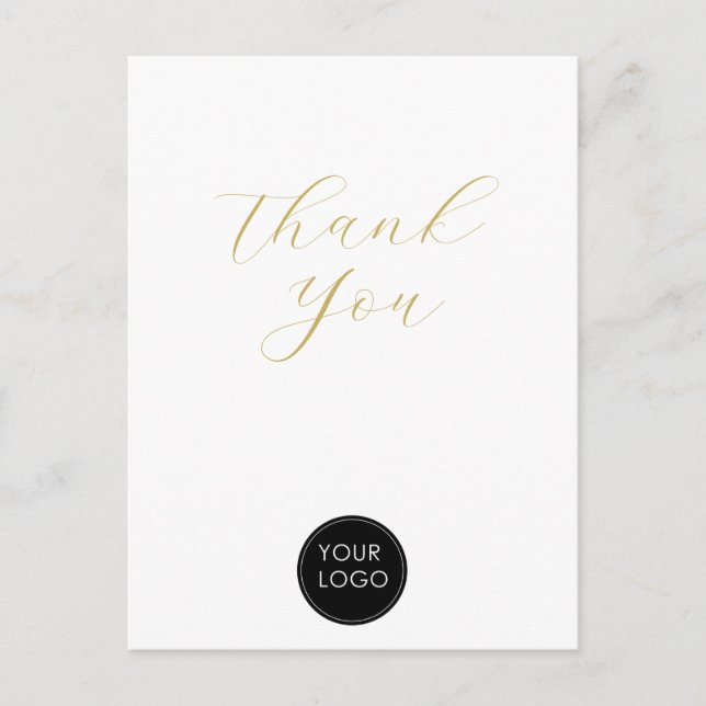 Carte Postale Élégant Logo de Société Script Merci Blanc (Devant)
