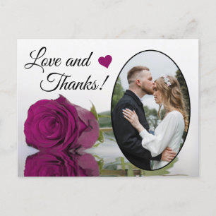 Carte Postale Elégant Magenta Rose Posh Mariage Amour & Merci