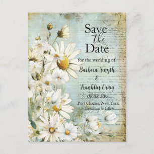 Carte Postale Elégant mariage blanc marguerite Enregistrer la da