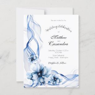 Carte Postale Elégant Mariage bleu bleu marine