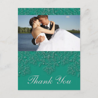 Carte Postale Elégant mariage de fleurs émeraude merci
