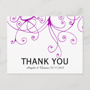 Carte Postale Élégant Mariage de Merci violet torse