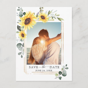 Carte Postale Elégant mariage de tournesol Enregistrer la date P