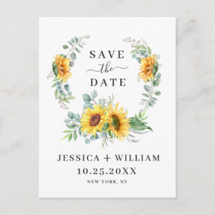 Carte Postale Elégant mariage de tournesol Eucalyptus Enregistre
