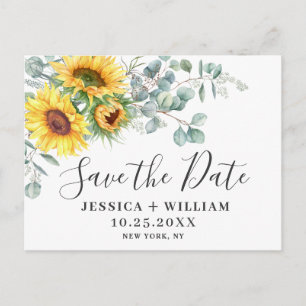 Carte Postale Elégant mariage de tournesol Eucalyptus Enregistre