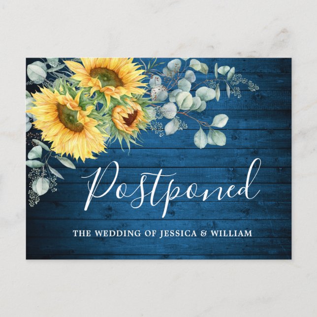 Carte Postale Elégant Mariage Eucalyptus tournesol reporté (Devant)