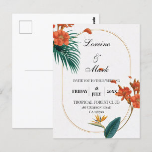 Carte Postale Élégant Mariage floral tropical
