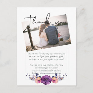 Carte Postale Élégant Mariage Floral violet orange