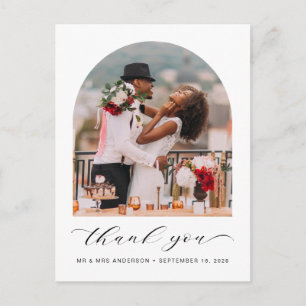 Carte Postale Elégant mariage photo Arched Merci cadre