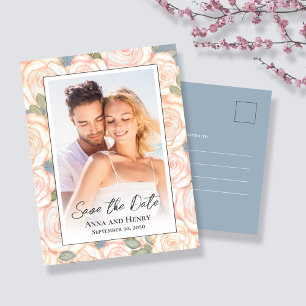 Carte Postale Élégant mariage photo Enregistrer la date
