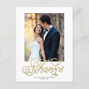 Carte Postale Elegant Mariage  photo Merci Postcard